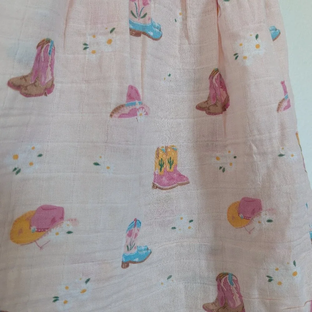 NWT Tullabee Girl Western Cowgirl 100% Organic Muslin Cotton Sleeveless Dress 6